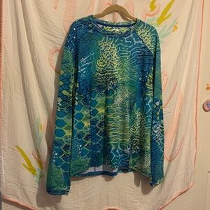 Reel Legends Freeline Mens Blue-Green Toned Long Sleeve Fishing Shirt 🎣